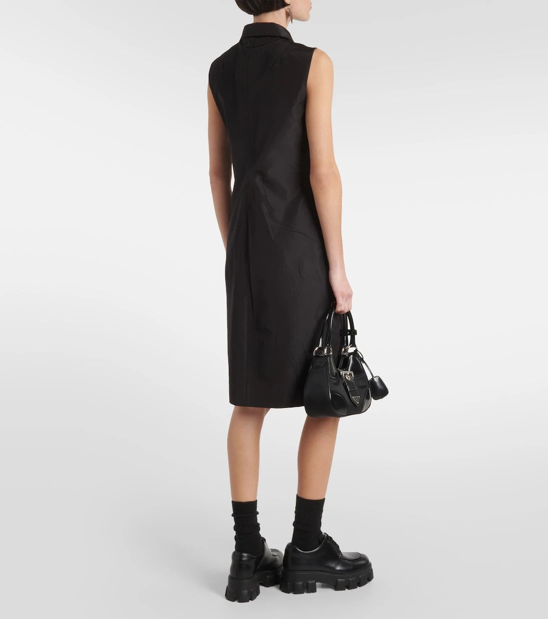 Prada - Half-zip silk-blend midi dress