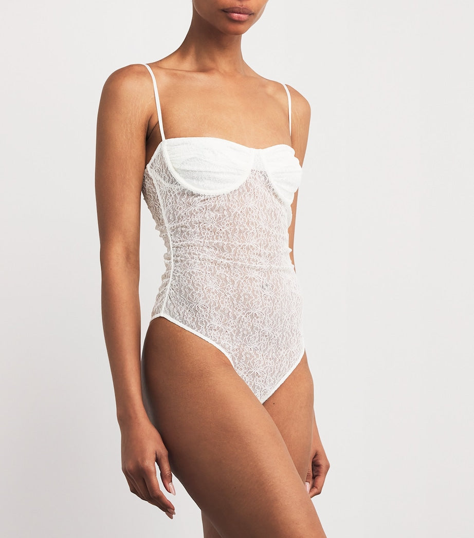 White Lace Aperture Bodysuit