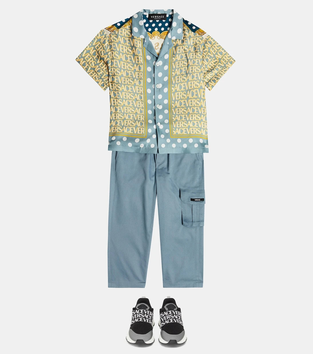 Versace Kids - Greca cotton gabardine pants