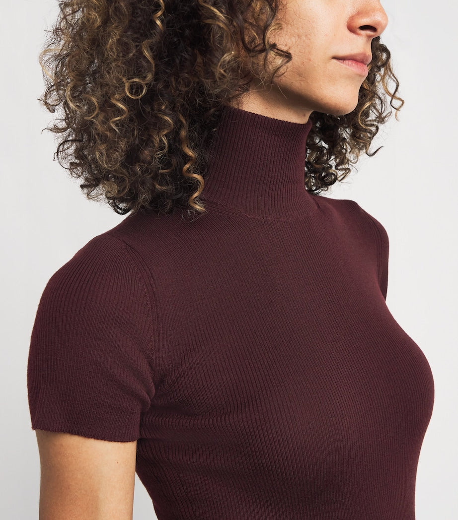 Red Wool Short-Sleeve Sweater