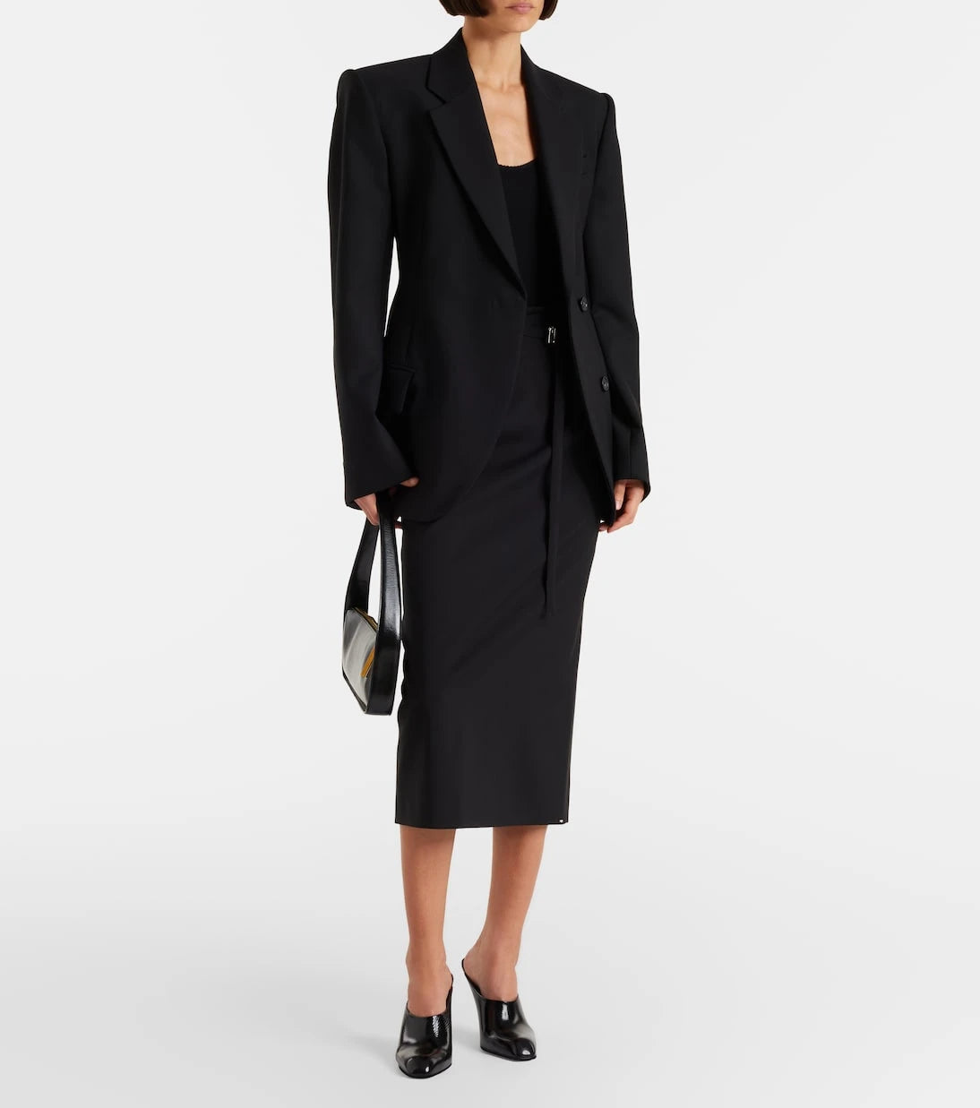 Sportmax - High-rise virgin wool midi skirt