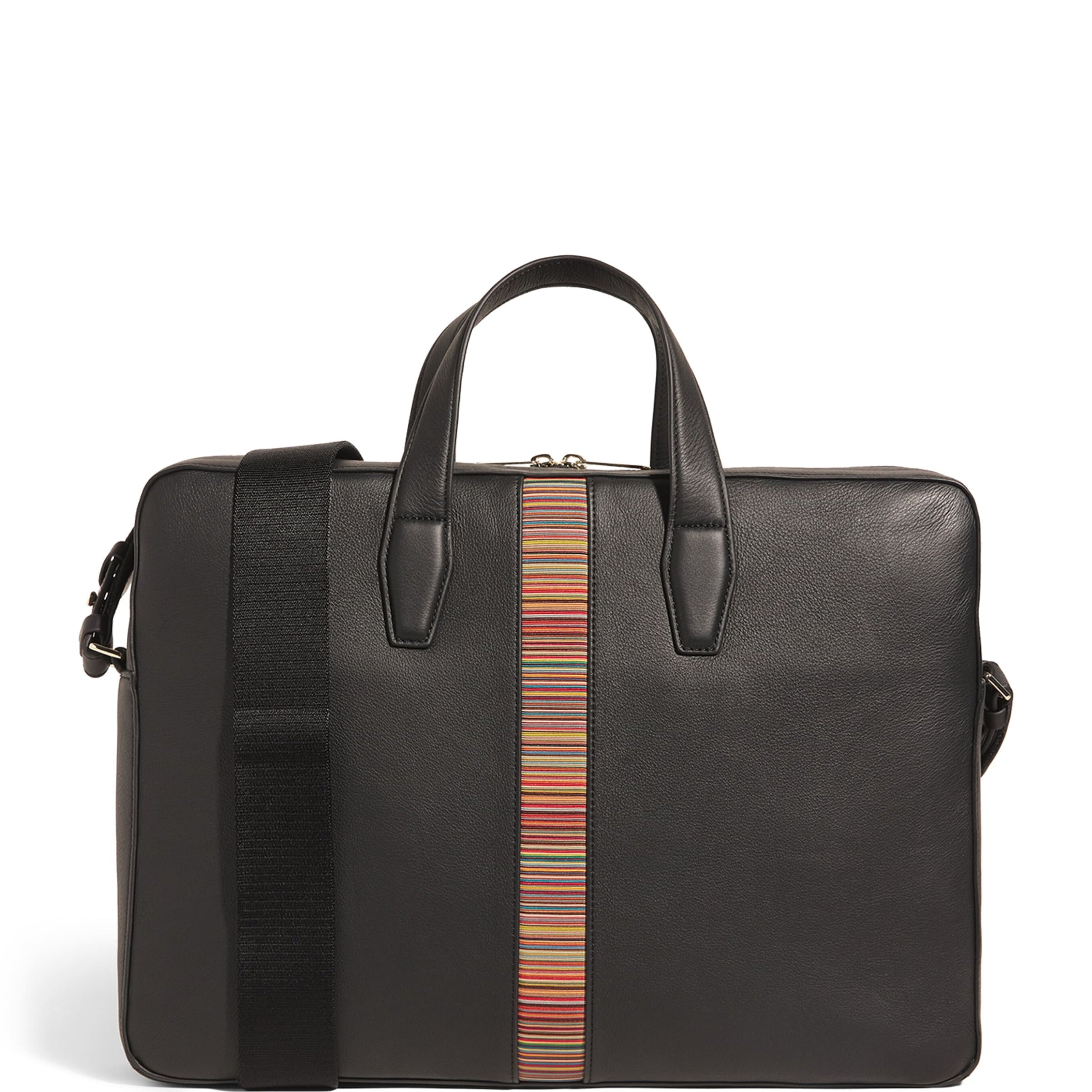 Leather Signature Stripe Briefcase