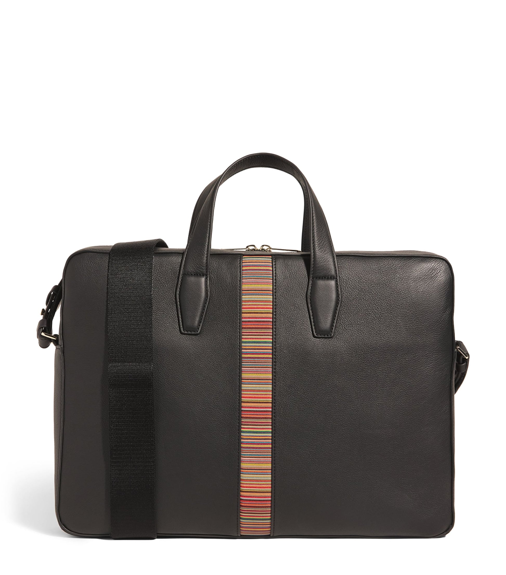 Leather Signature Stripe Briefcase