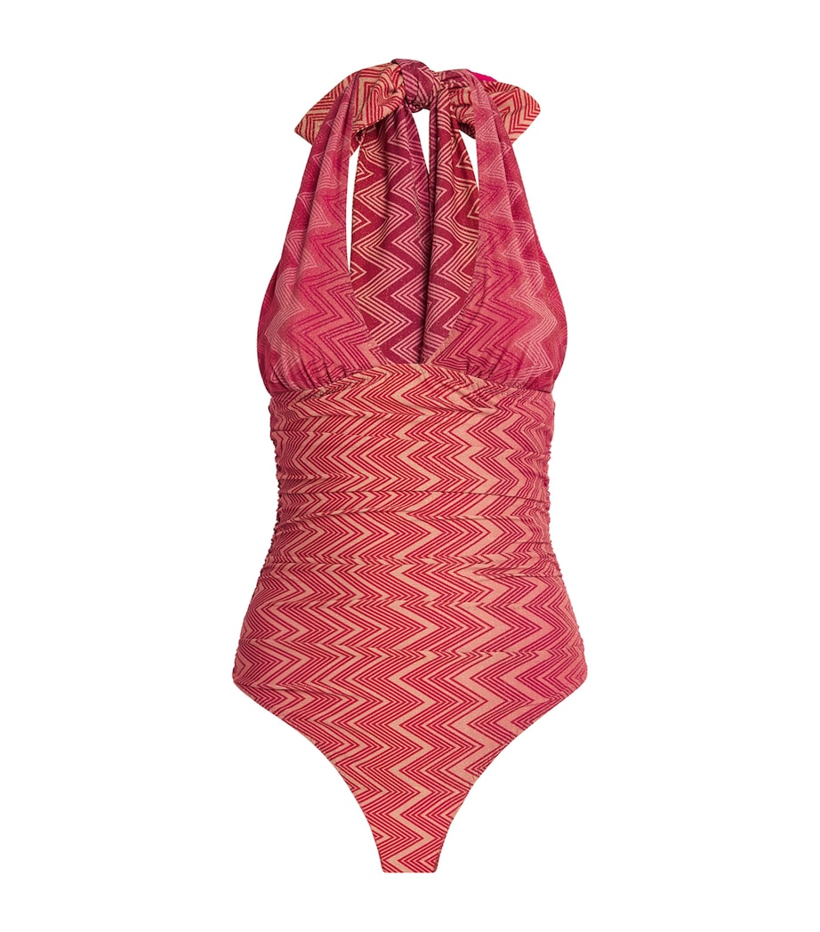 Missoni Red Halterneck Zigzag Swimsuit