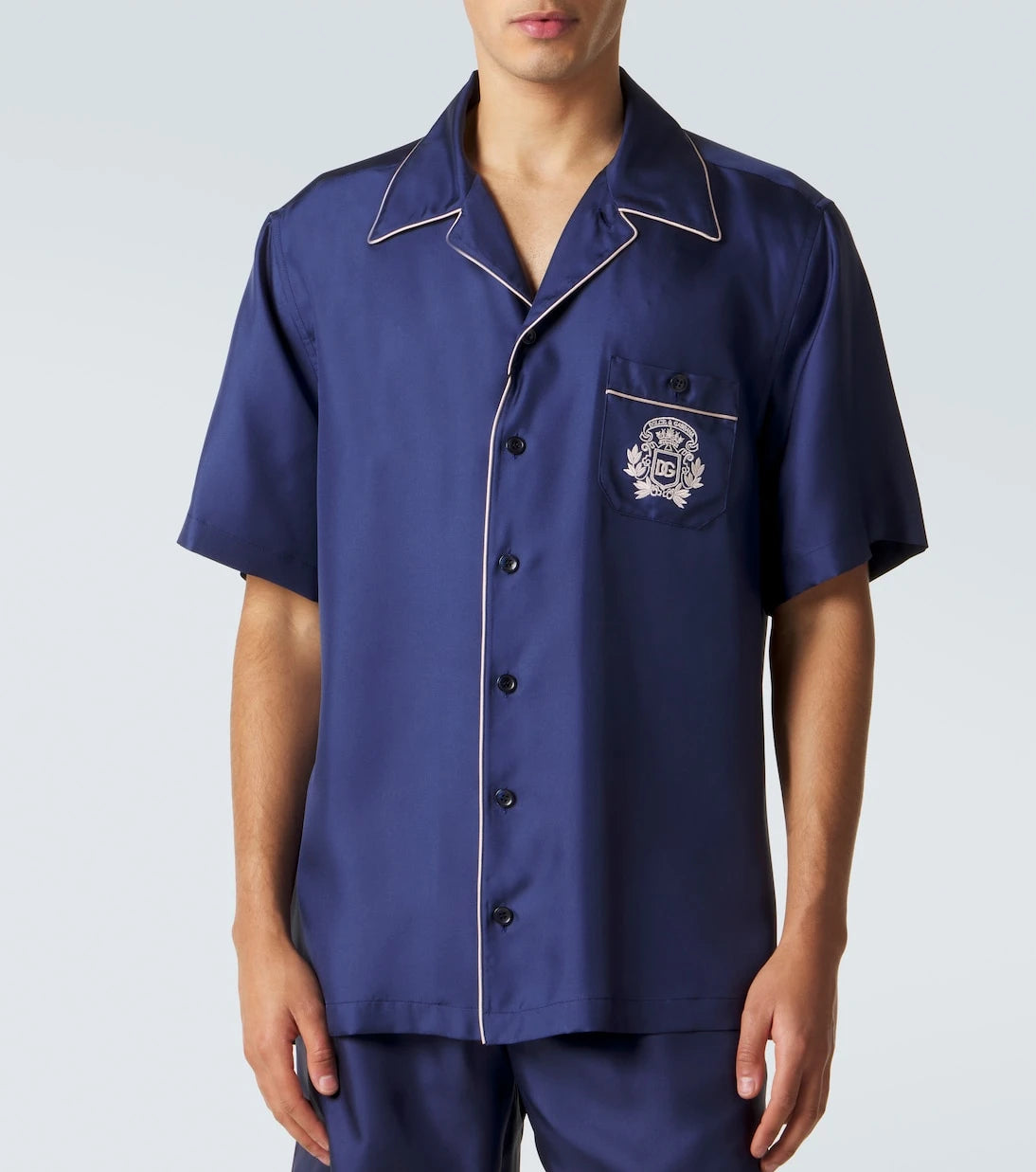 Dolce&Gabbana - Logo silk satin bowling shirt
