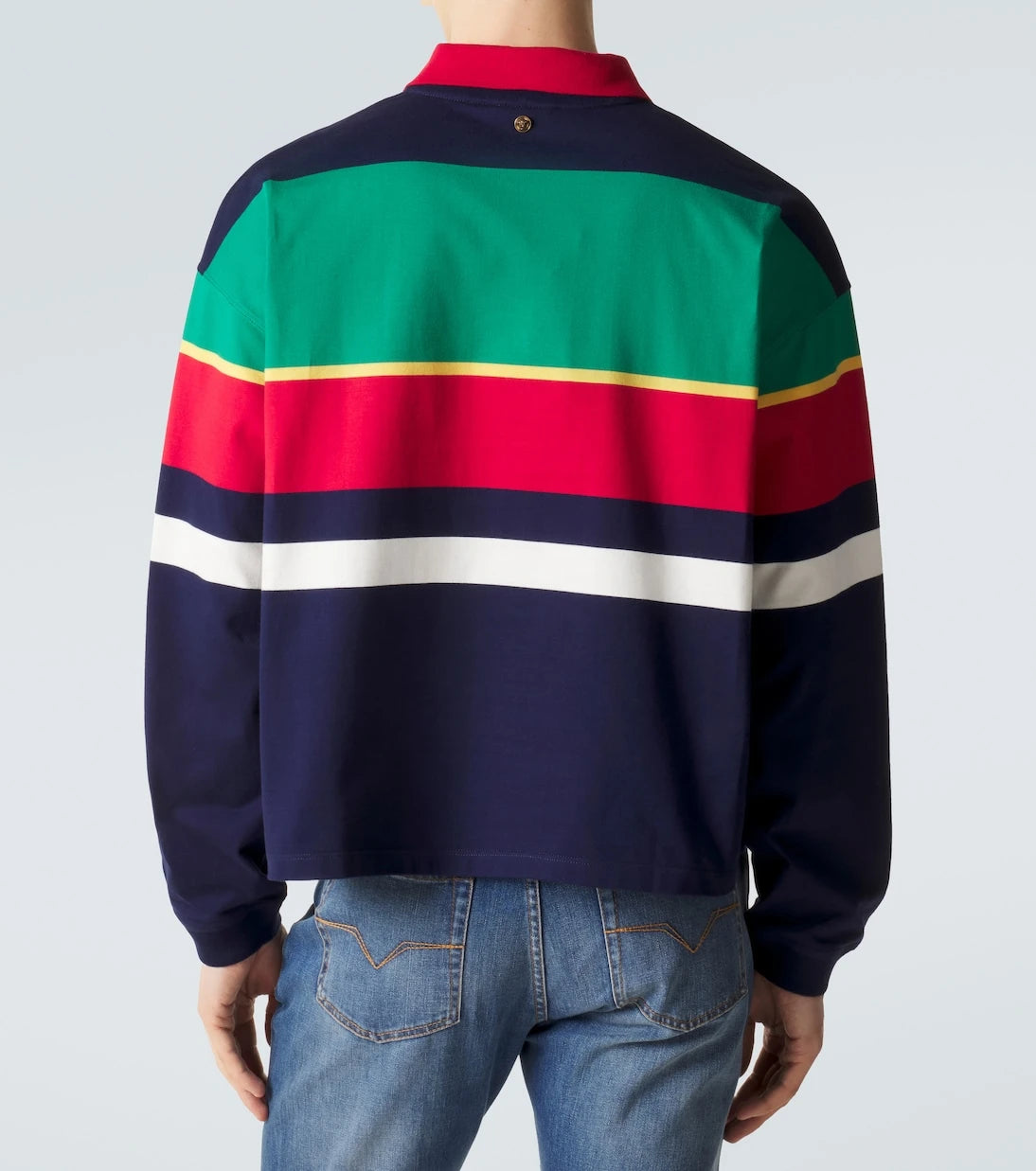 Versace - Colorblocked cotton jersey polo sweatshirt
