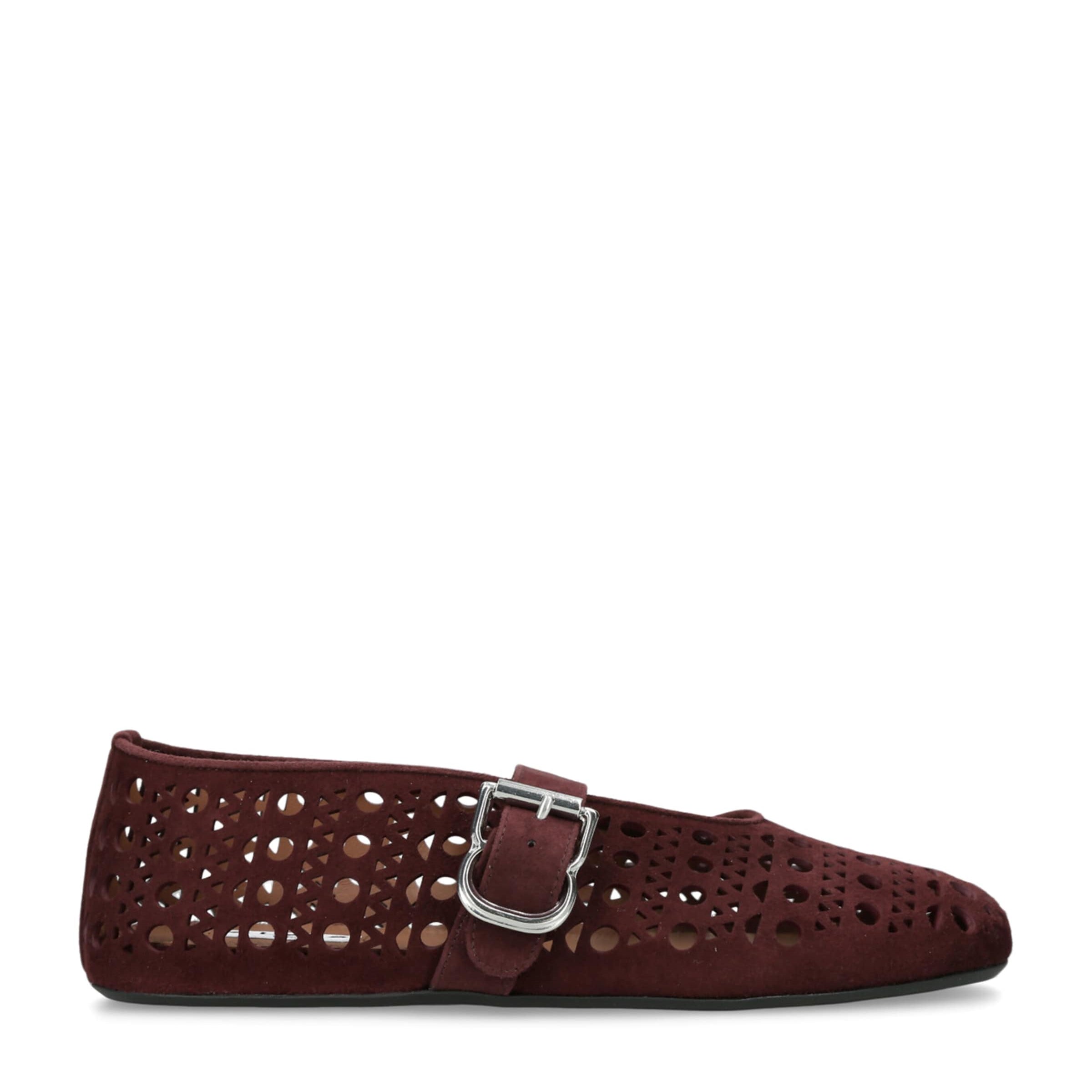 Alaïa Burgundy Suede Vienne Ballet Flats