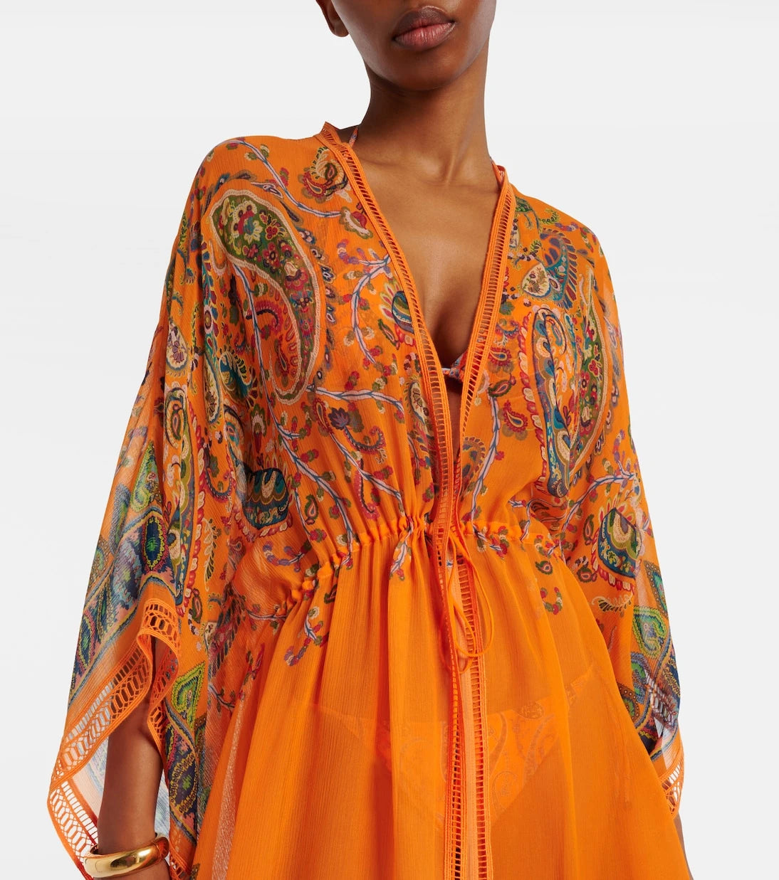 Etro - Embroidered semi-sheer beach cover-up