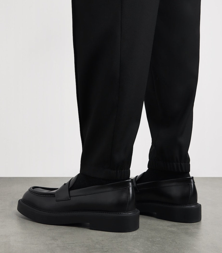 Brushed Leather Loafers