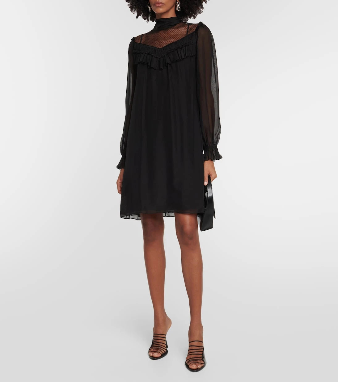 Dorothee Schumacher - Lace-trimmed ruffled silk minidress