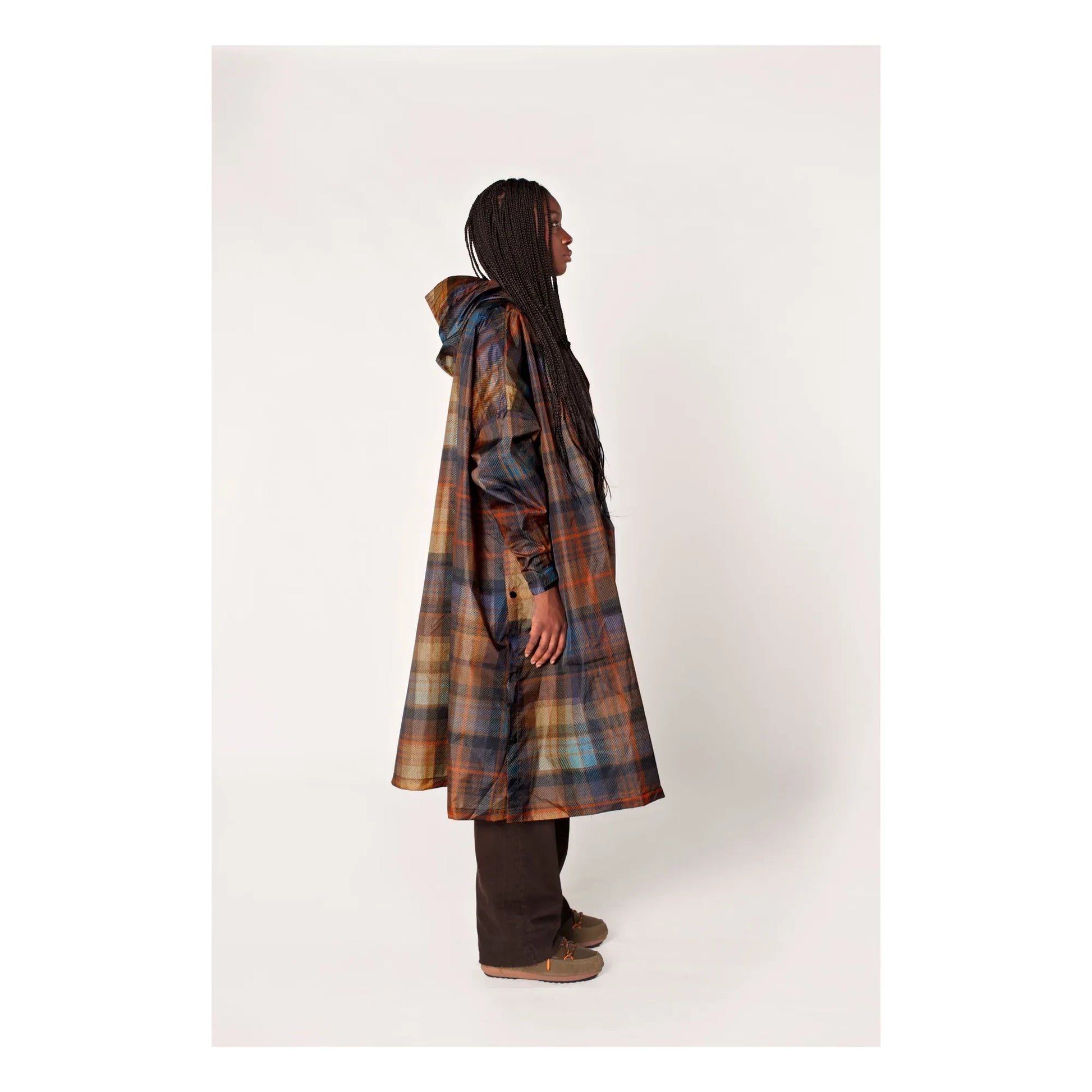 Rainkiss - Tartan raincoat cape - Women's collection | Orange