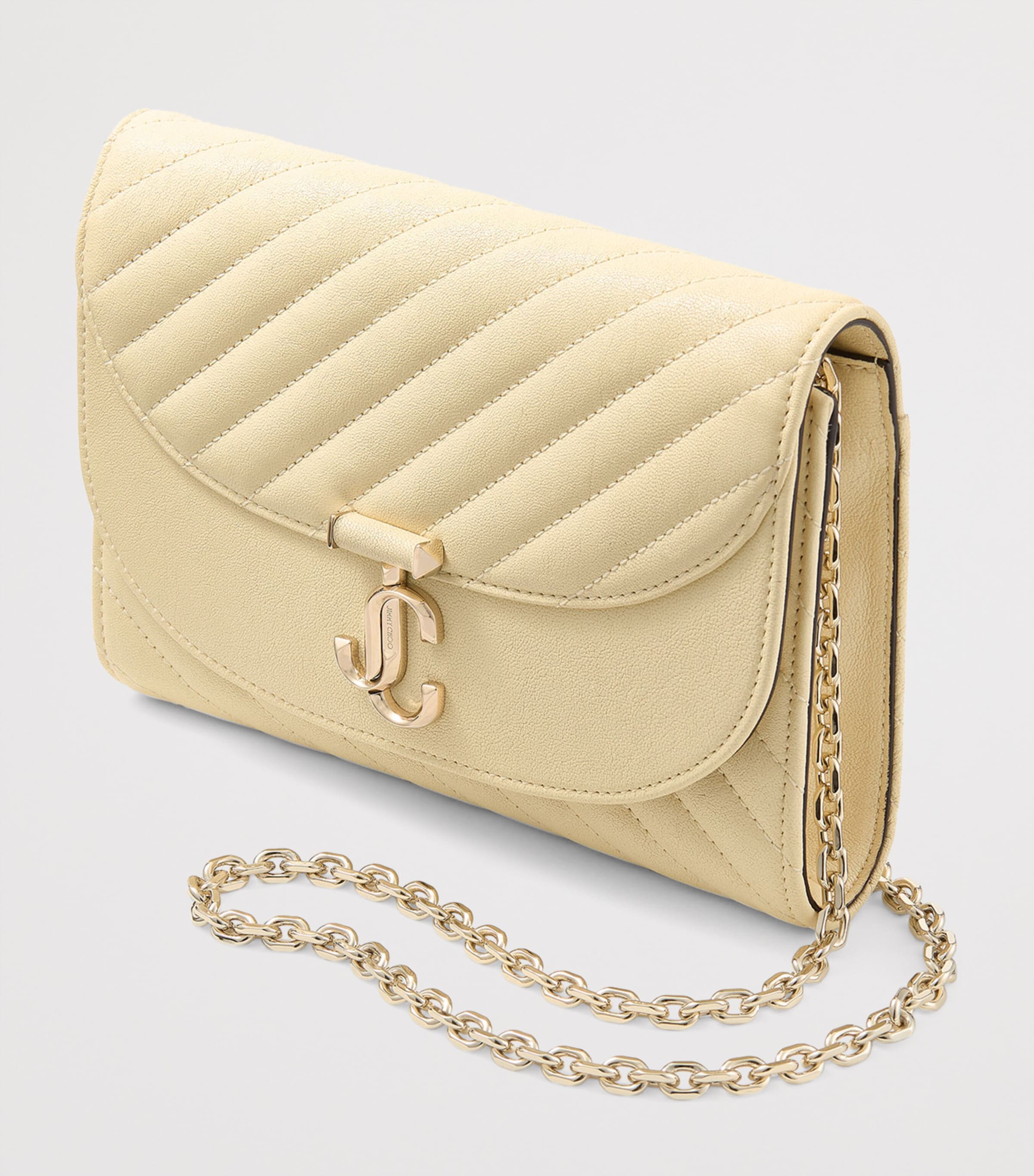 Jimmy Choo Beige Leather Curve Clutch Bag