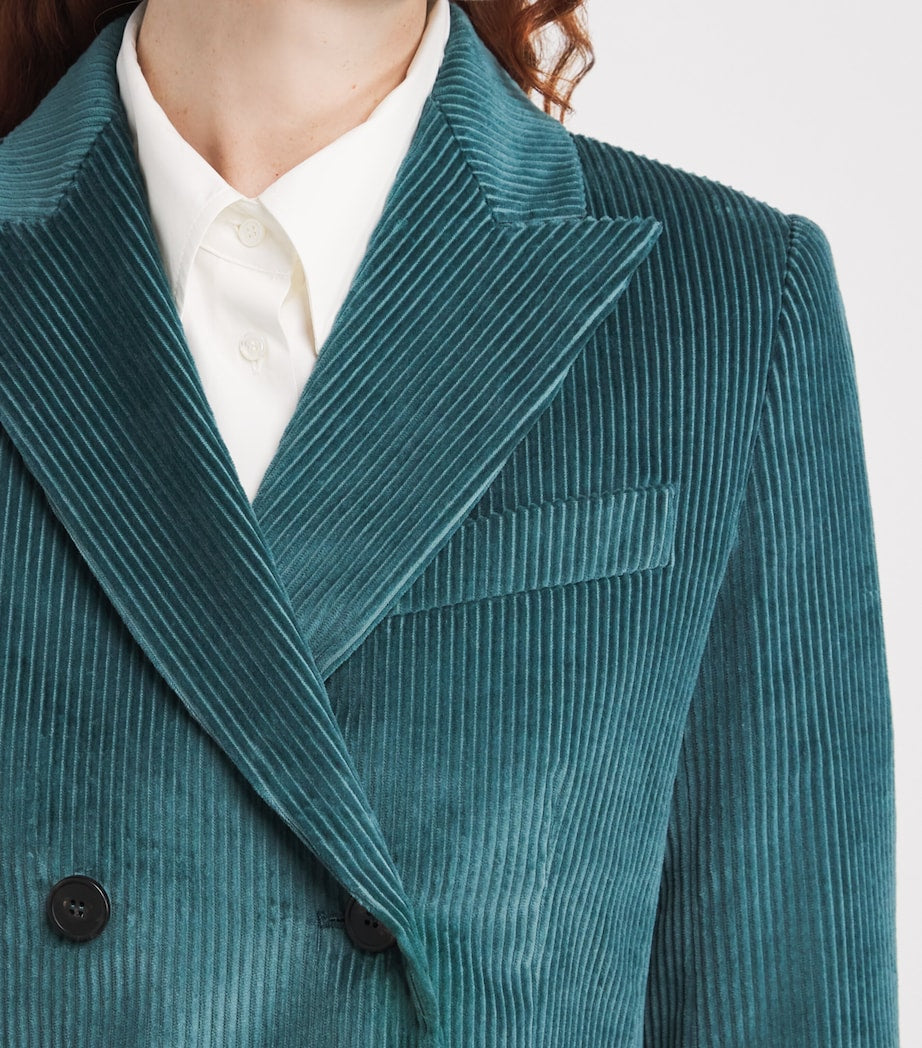 Weekend Max Mara Blue Corduroy Double-Breasted Blazer