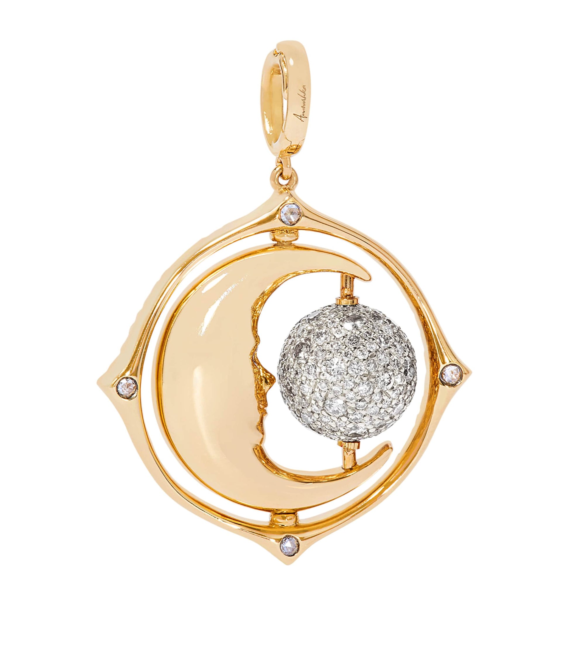 Mixed Gold and Diamond Mythology Spinning Moon Charm
