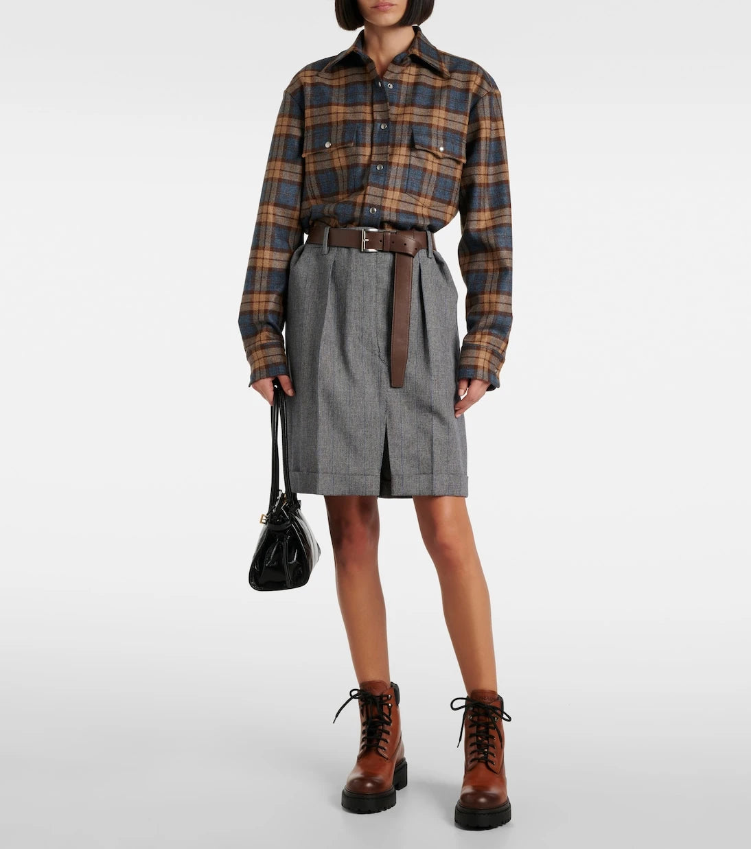Prada - Re-Nylon and leather lace-up boots