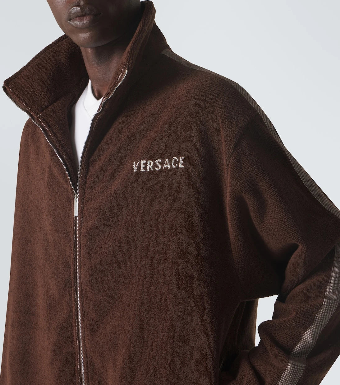 Versace - Logo cotton terry zip-up sweatshirt