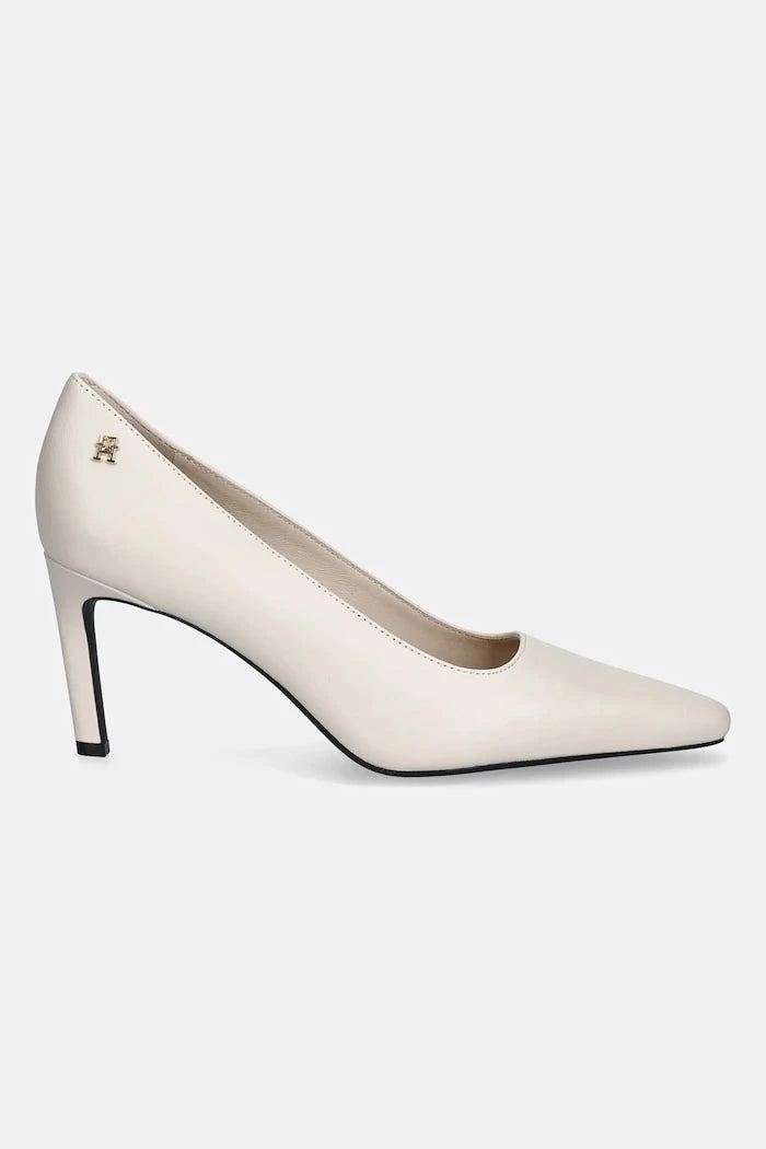 Tommy Hilfiger TH LOGO LTH PUMP SLANTED HL İnce Topuklu Deri Ayakkabı
