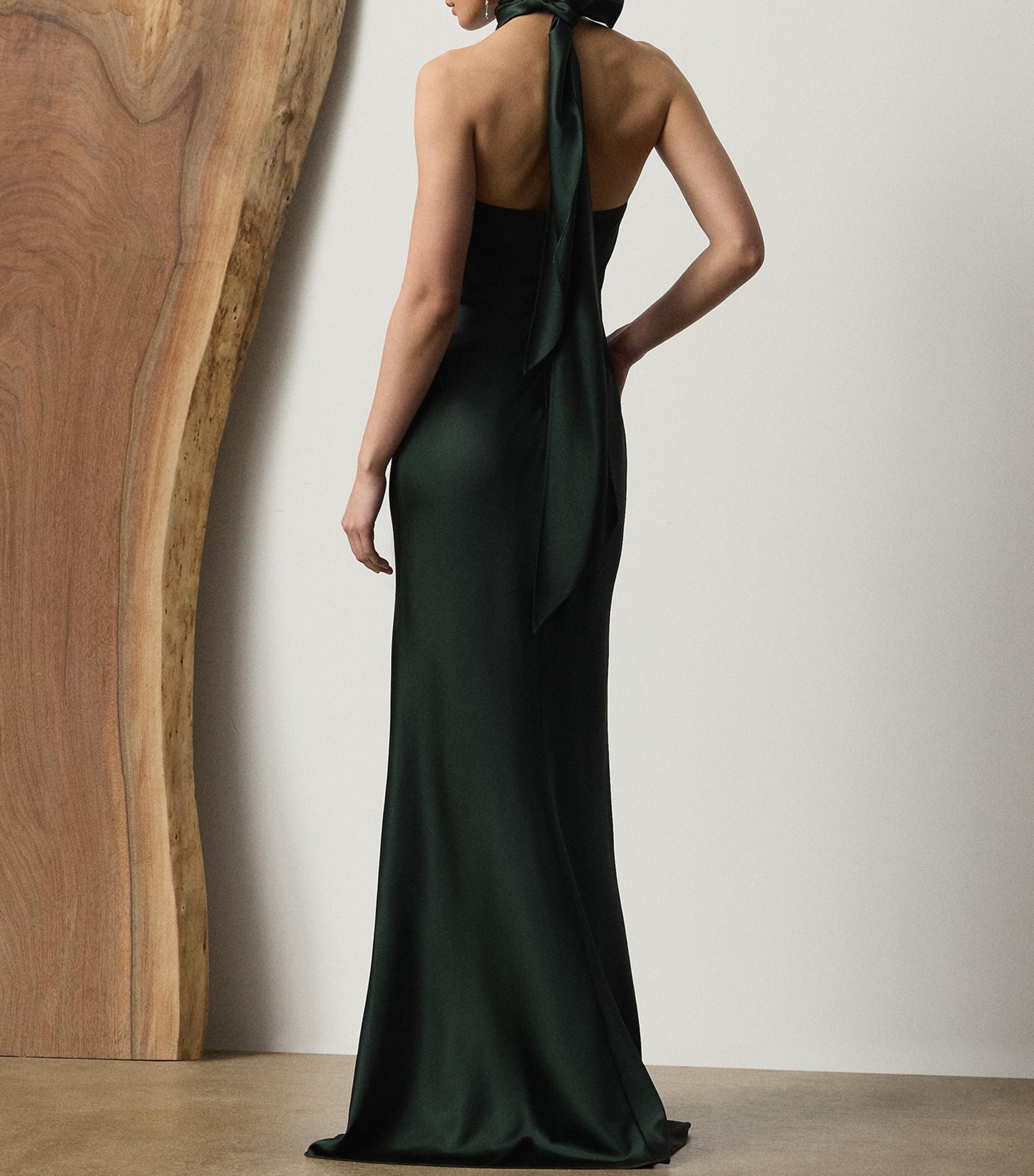 Green Satin Halterneck Dress