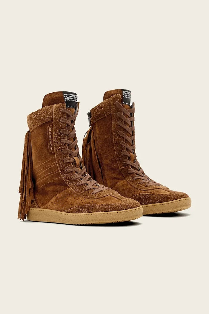 Велурени обувки AllSaints Louise Fringe Ht