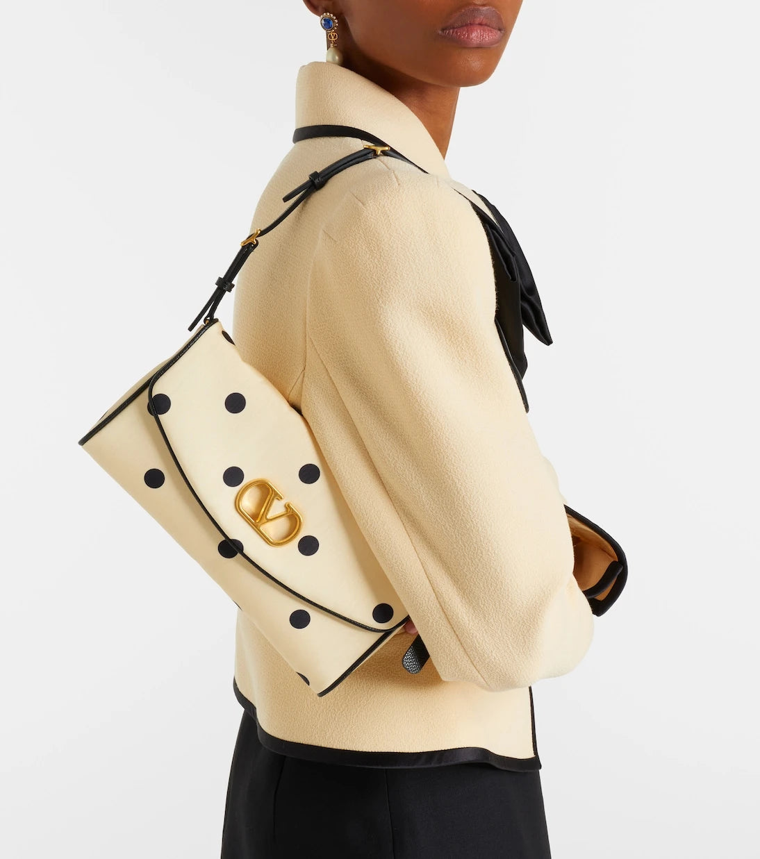 Valentino Garavani - DeVain Small polka-dot satin shoulder bag