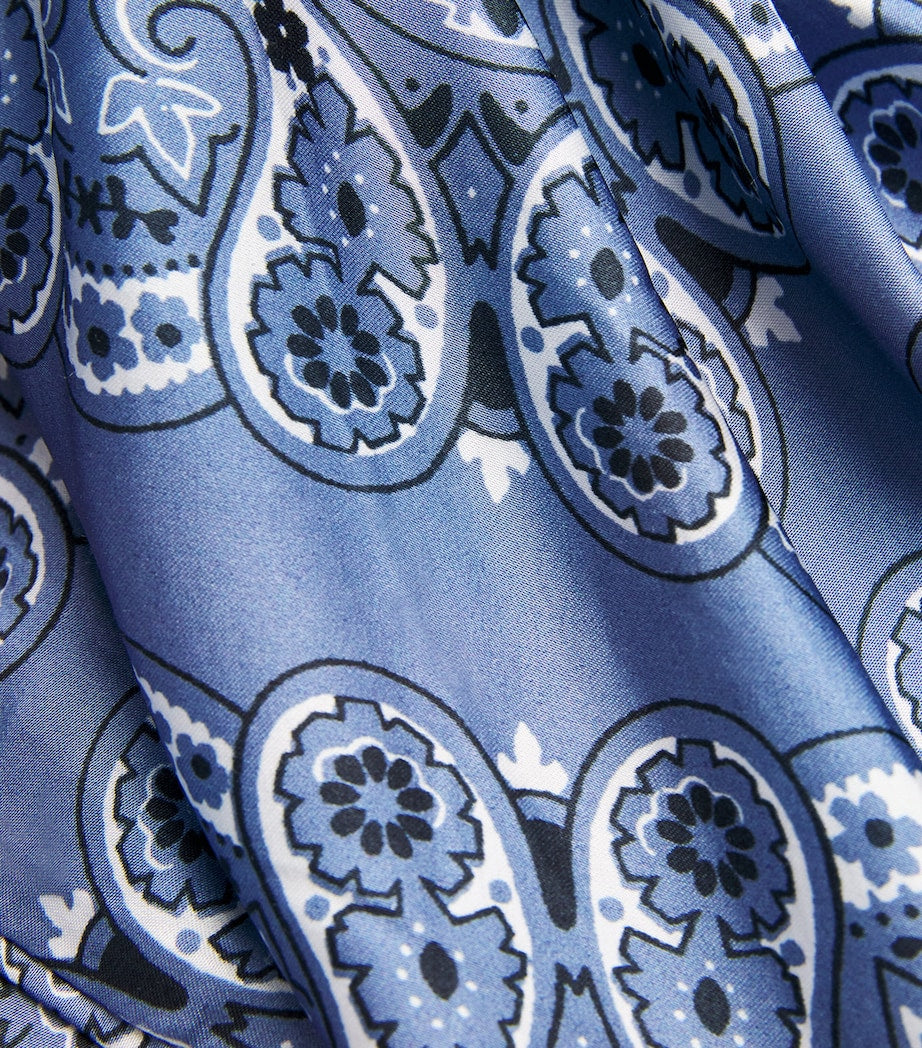 Maje Blue Layered Bandana Print Midi Dress