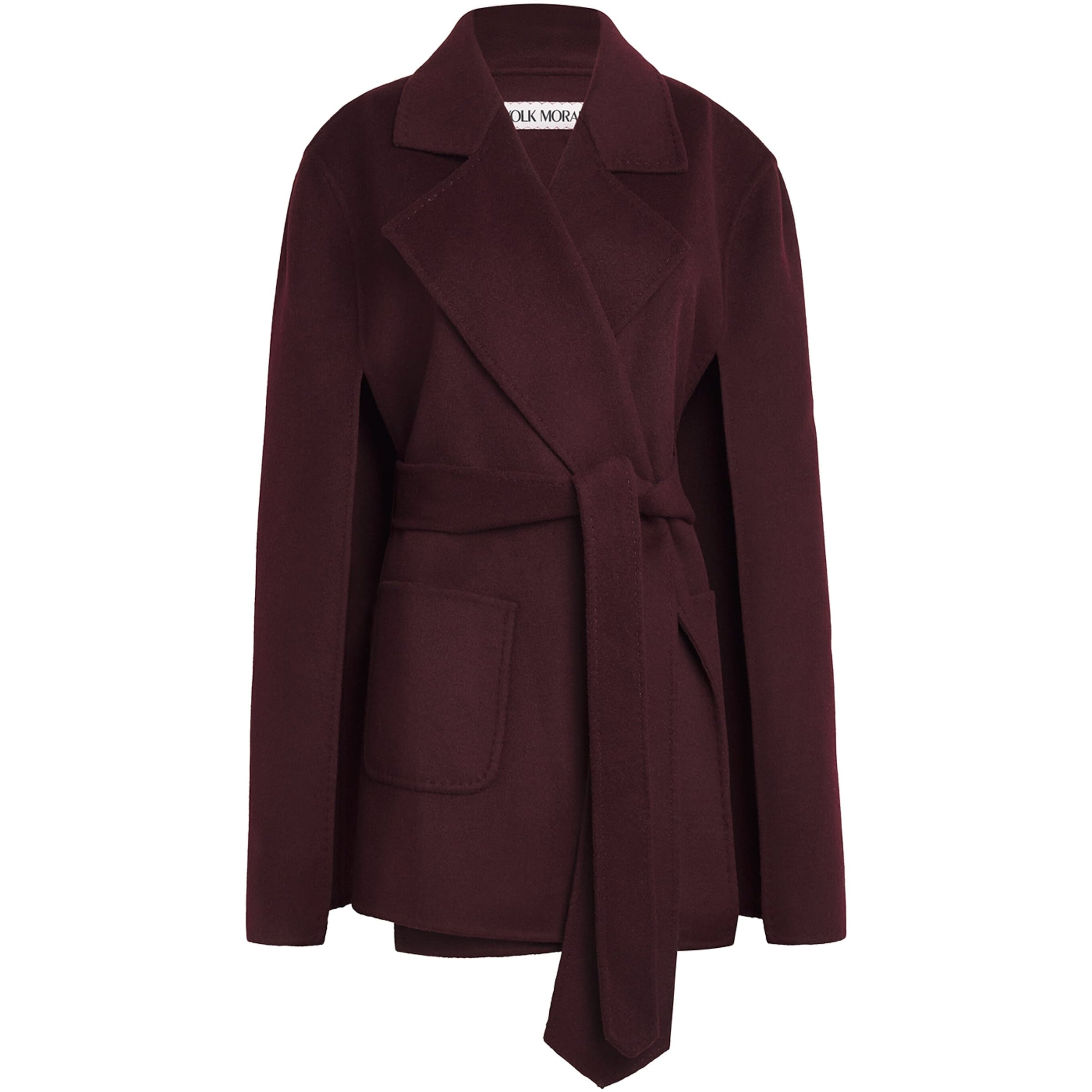 Burgundy Cashmere Tie-Waist Cape