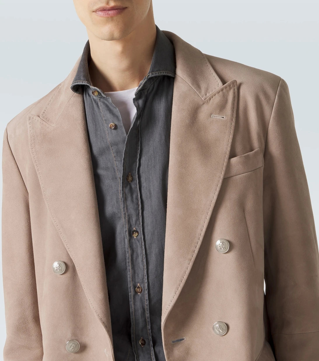Brunello Cucinelli - Double-breasted suede blazer