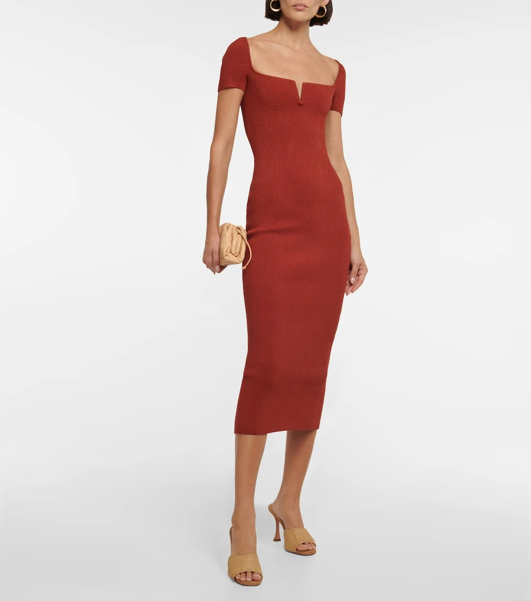 Galvan - Freya ribbed-knit midi dress