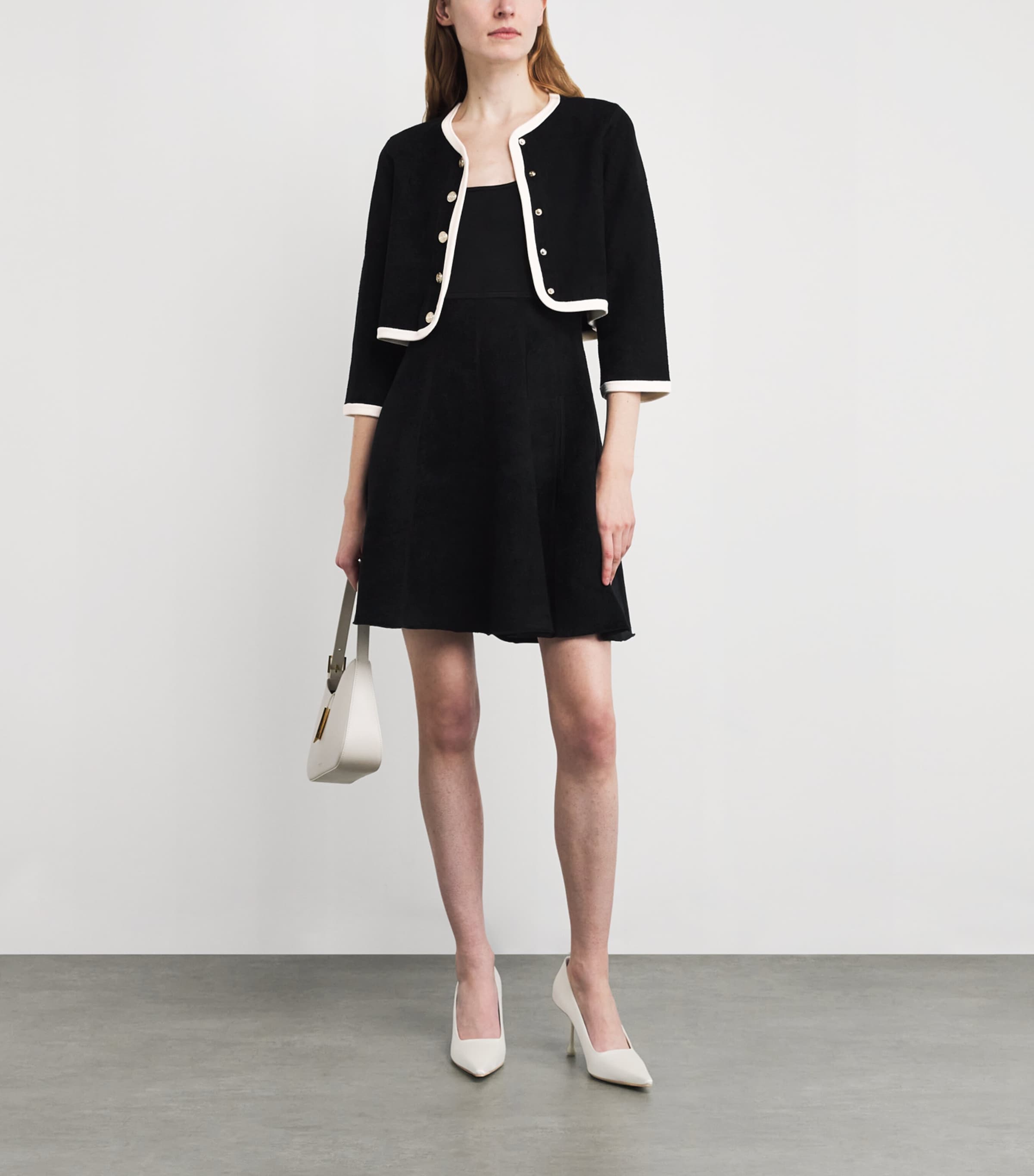 Maje Black Knitted Cardigan-Overlay Mini Dress