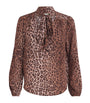 Rixo Brown Silk Moss Pussybow Blouse