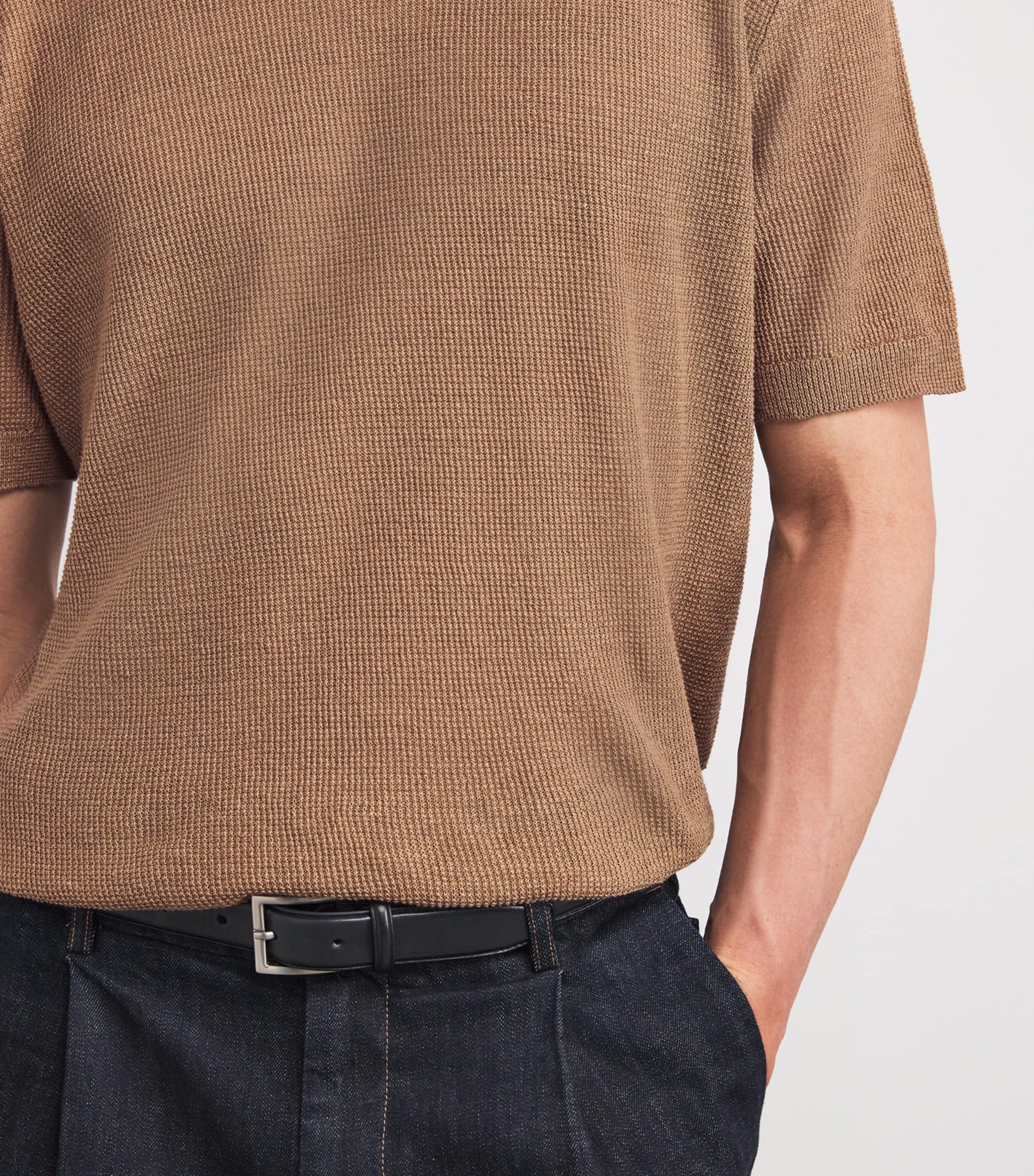Brown Linen-Cotton T-Shirt
