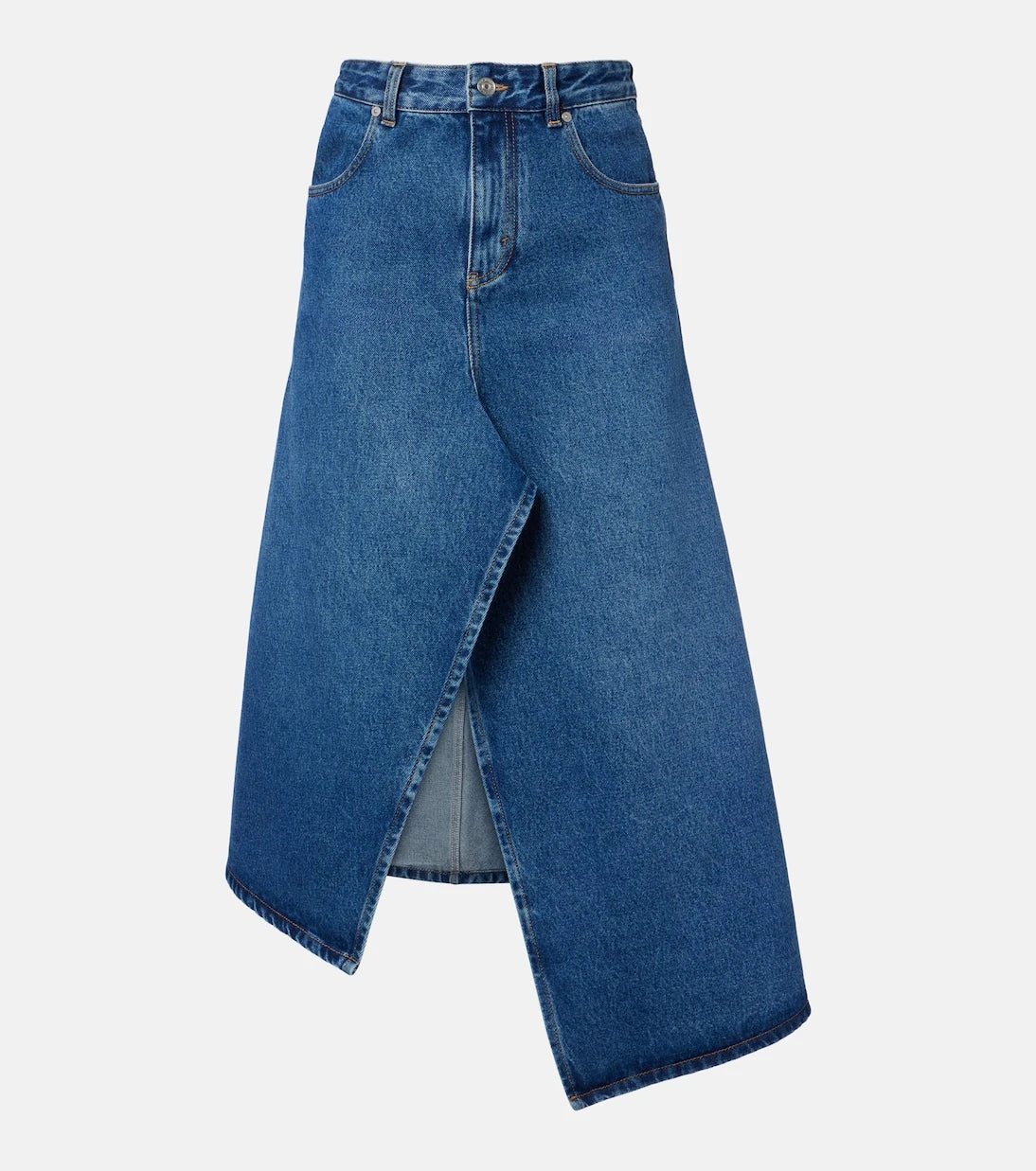 Victoria Beckham - Asymmetric denim midi skirt