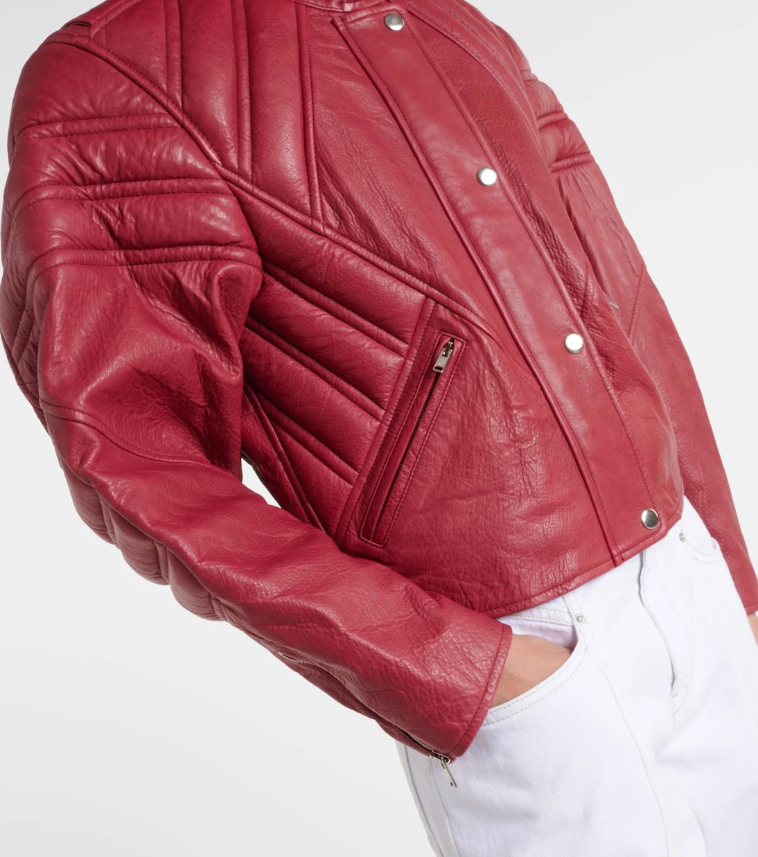 Isabel Marant - Padded paneled leather biker jacket