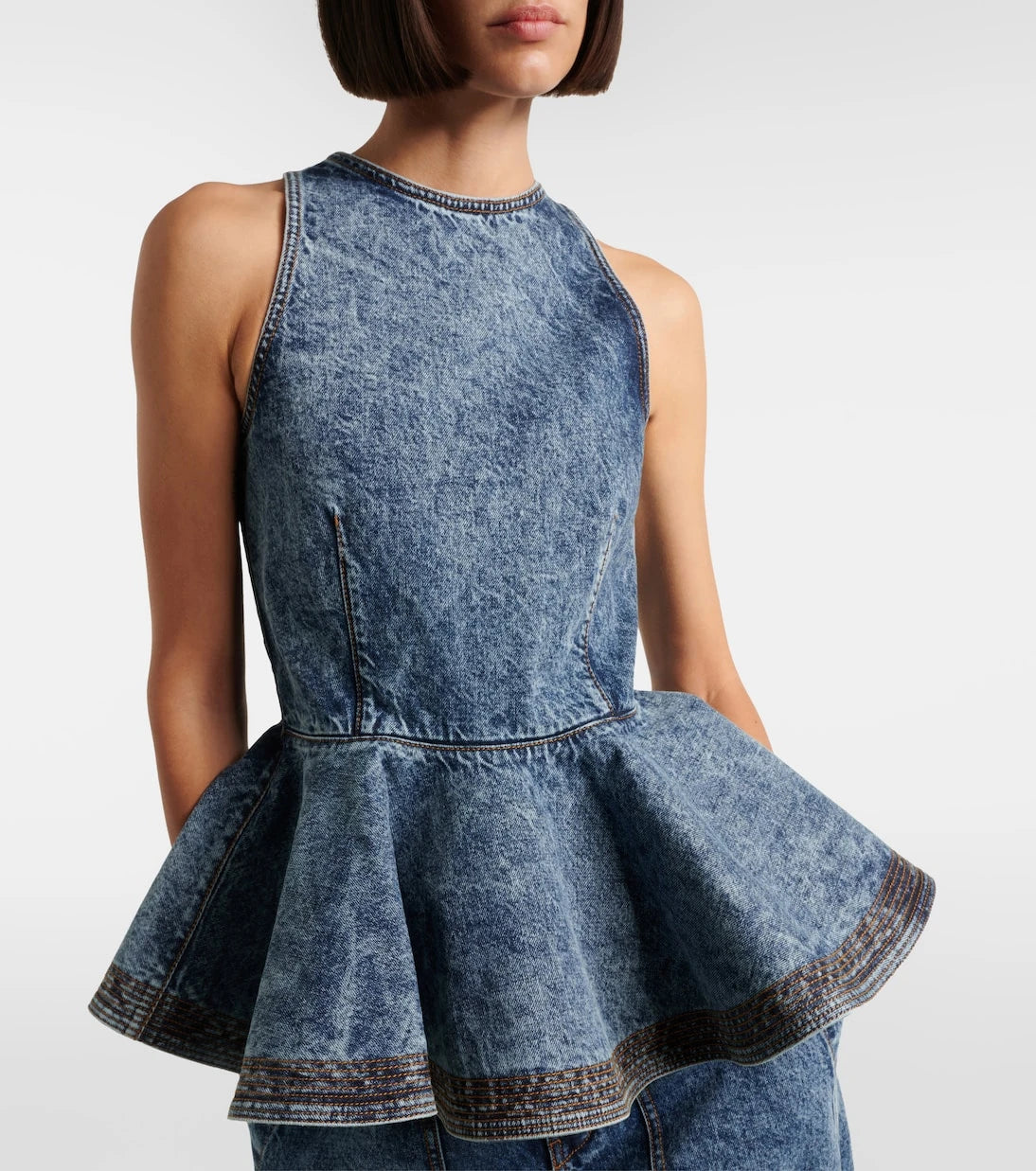 Alaïa - Peplum denim top