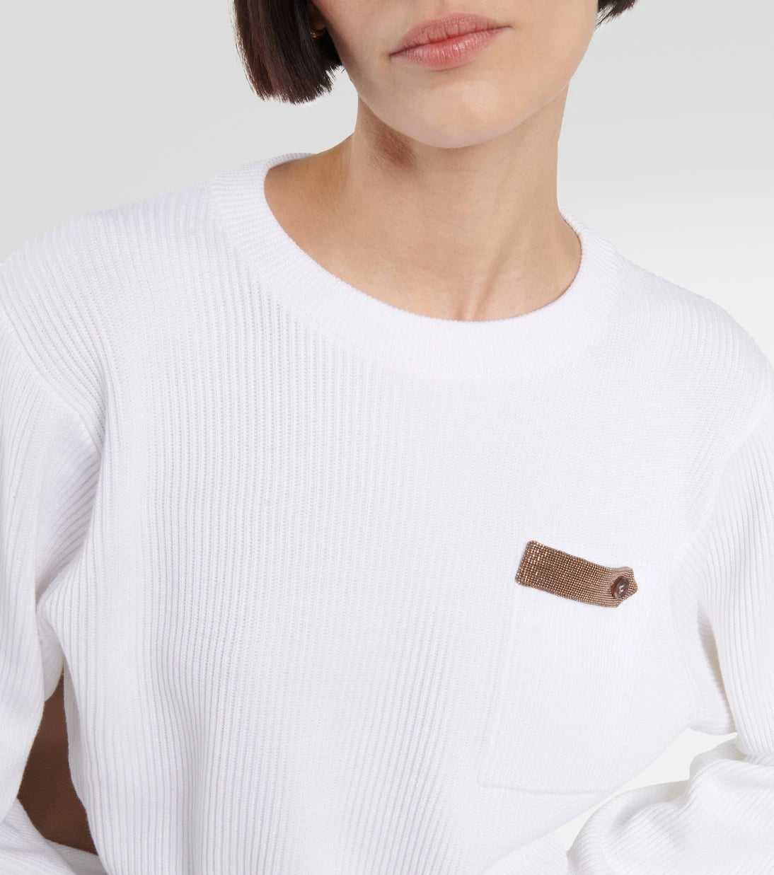 Brunello Cucinelli - Pamuklu jarse crop kazak