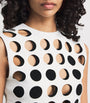 Layered Holes Sleeveless Top WHITE/BLACK