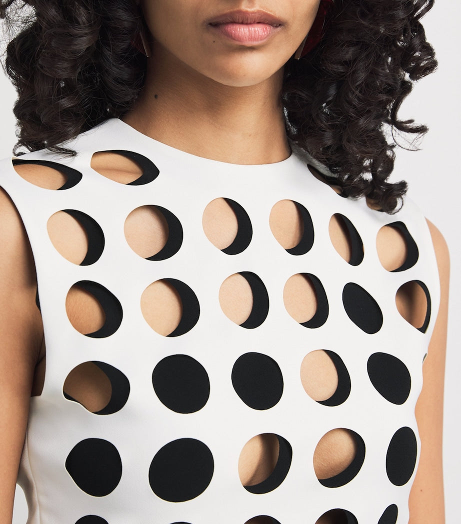 Layered Holes Sleeveless Top WHITE/BLACK