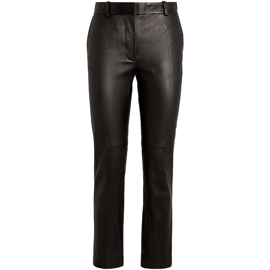 Joseph Black Leather Coleman Trousers