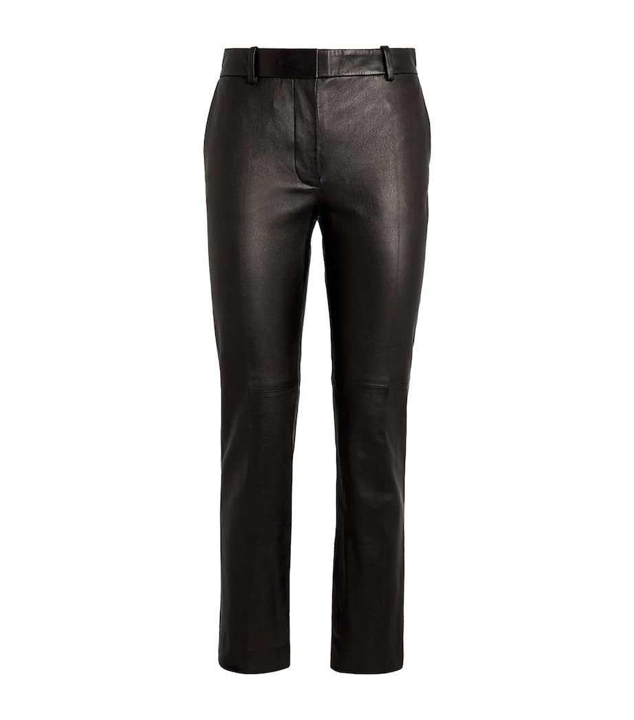 Joseph Black Leather Coleman Trousers