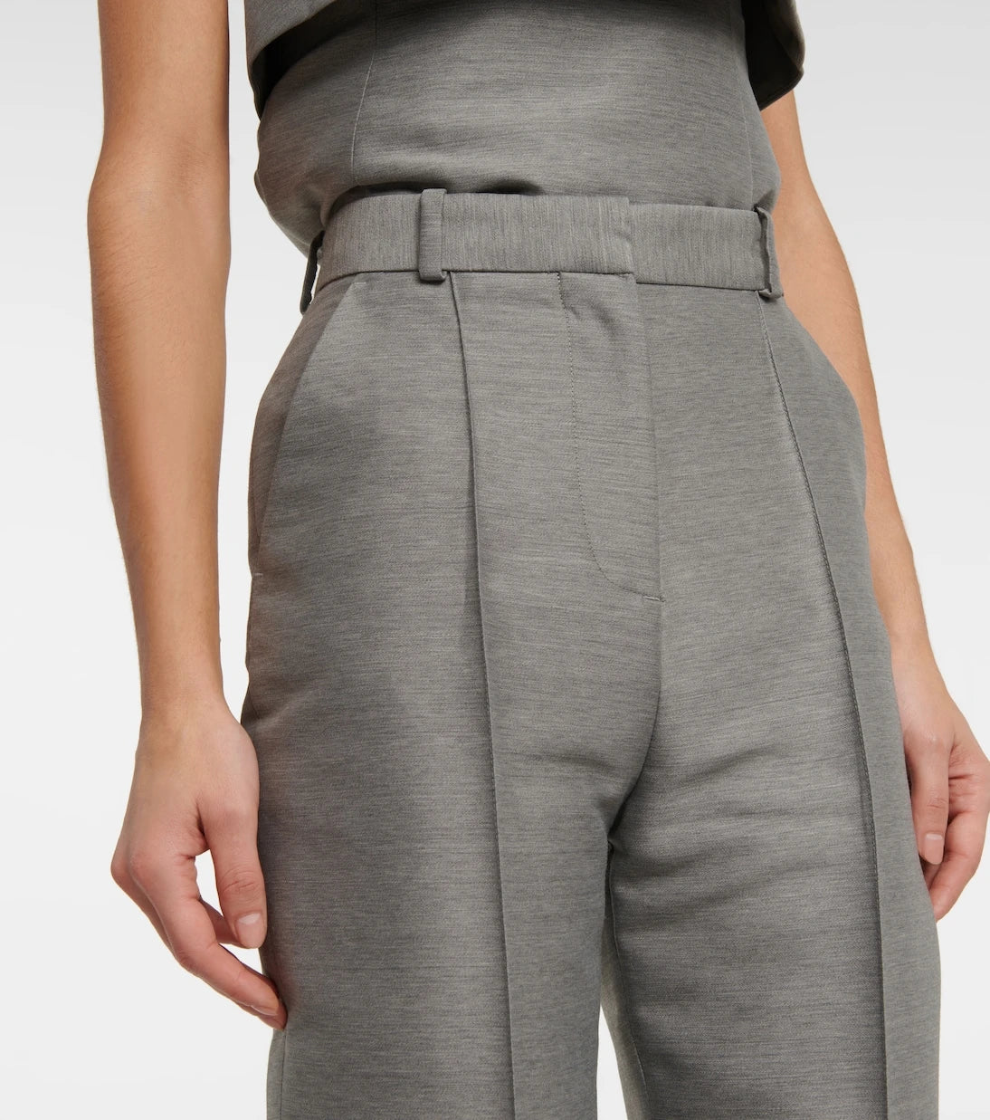 Toteme - Mid-rise straight cotton and wool-blend pants