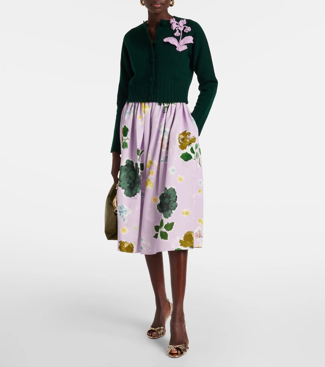 Erdem - Floral cotton-blend midi skirt