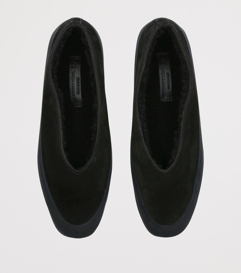 Le Monde Beryl Black Suede-Shearling Apres Ski Flats