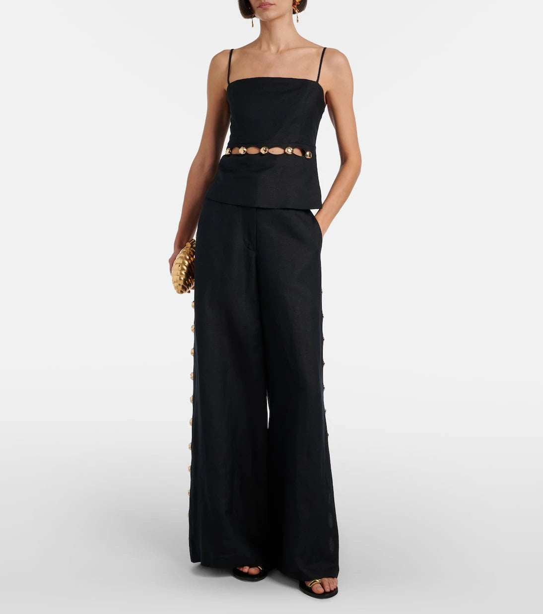 Simkhai - Cutout embellished linen-blend camisole