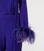 Marina Rinaldi Purple Feather-Trim Jumpsuit
