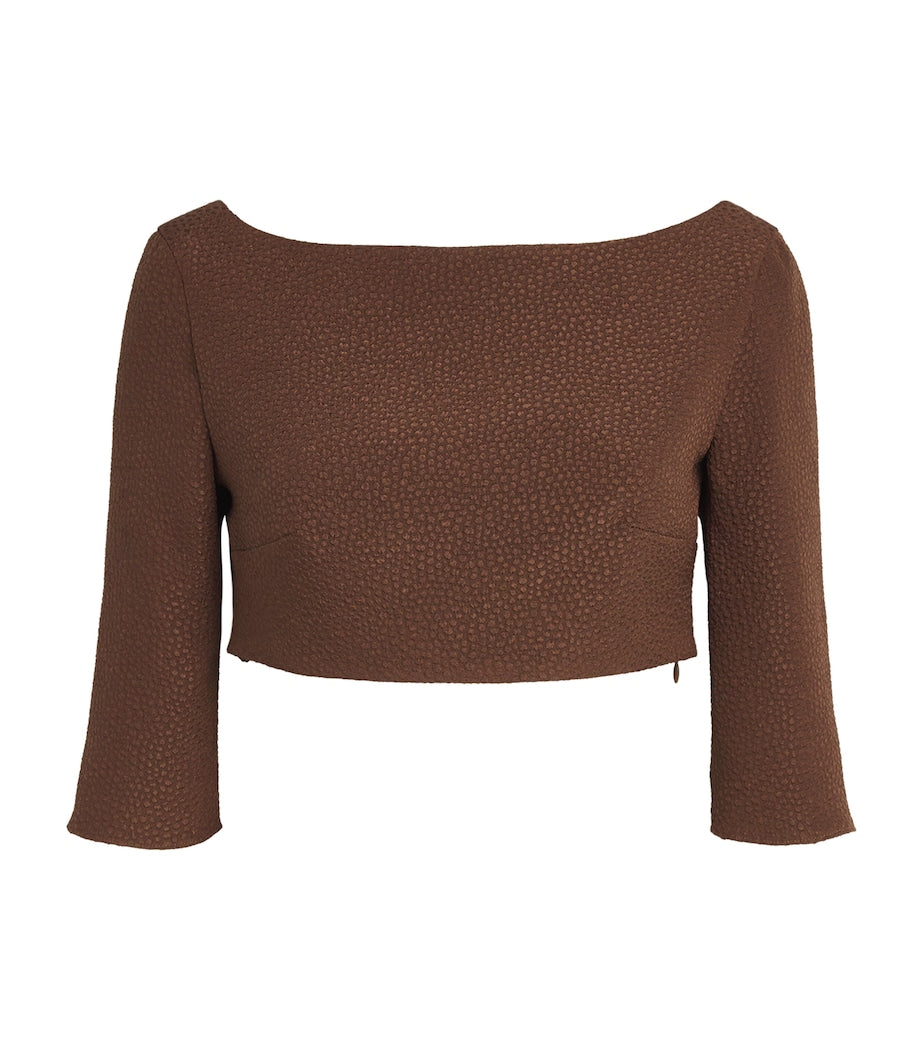 Edeline Lee Brown Jacquard Joan Crop Top