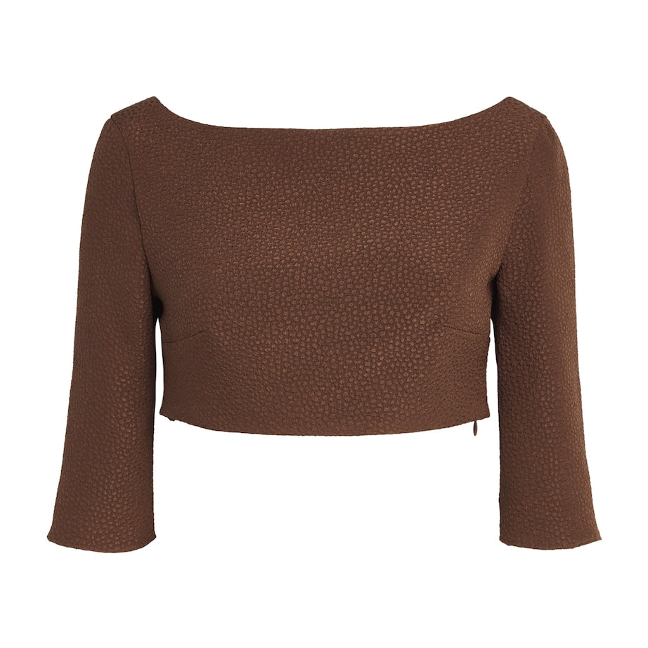 Edeline Lee Brown Jacquard Joan Crop Top