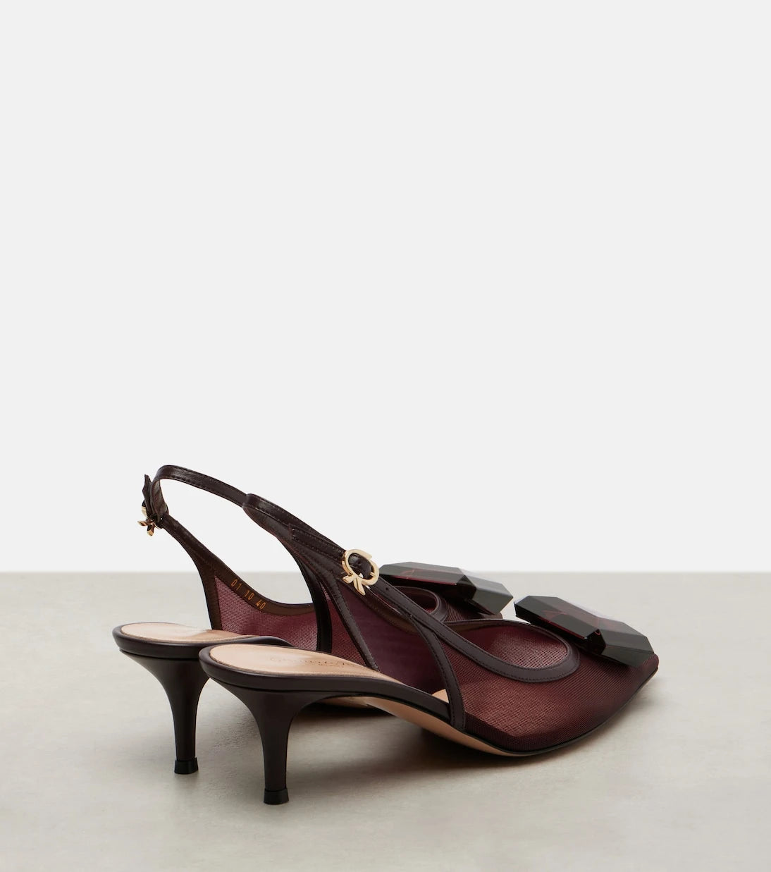 Gianvito Rossi - 55 leather-trimmed mesh slingback pumps