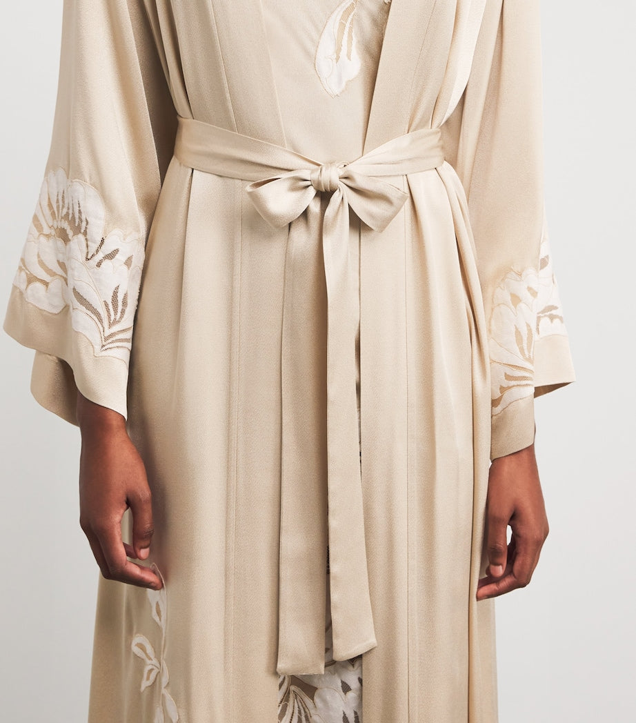 Satin Embellished Dalia Robe (XS/S) BEIGE