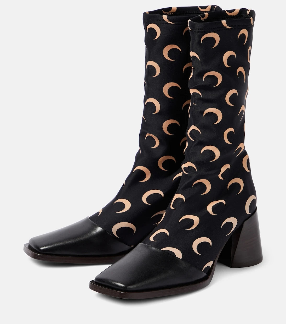 Marine Serre - Printed leather-trimmed sock boots