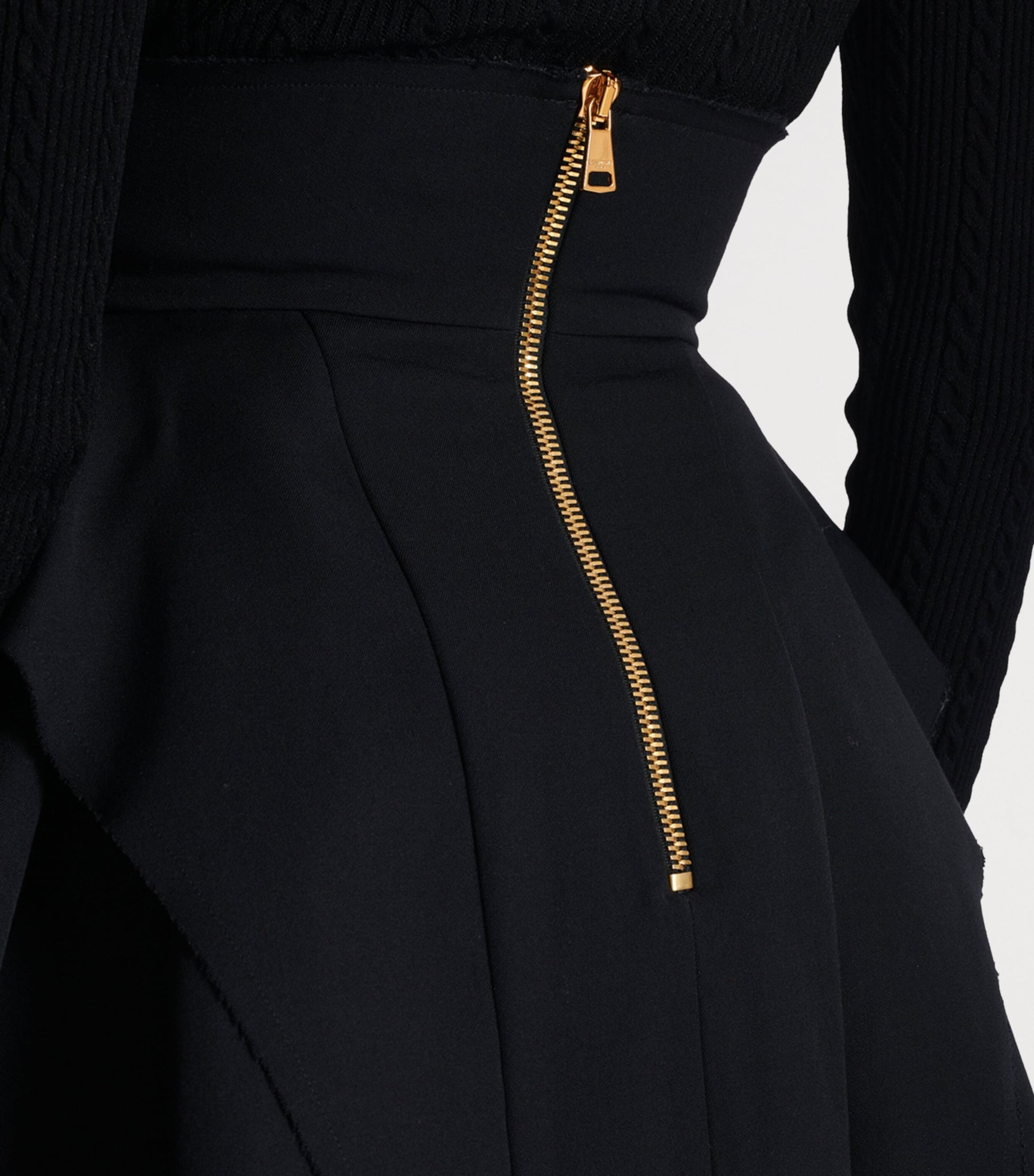 Black Wool Mini Skirt